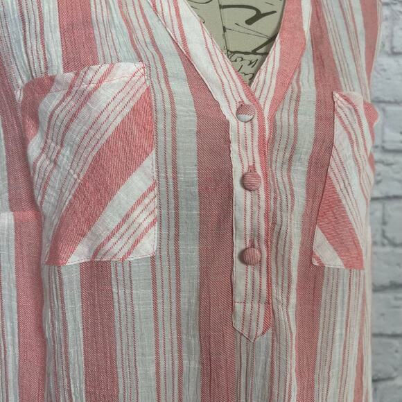 Torrid Coral Pink Striped Tank Blouse - Plus Size 1 - Picture 2 of 6